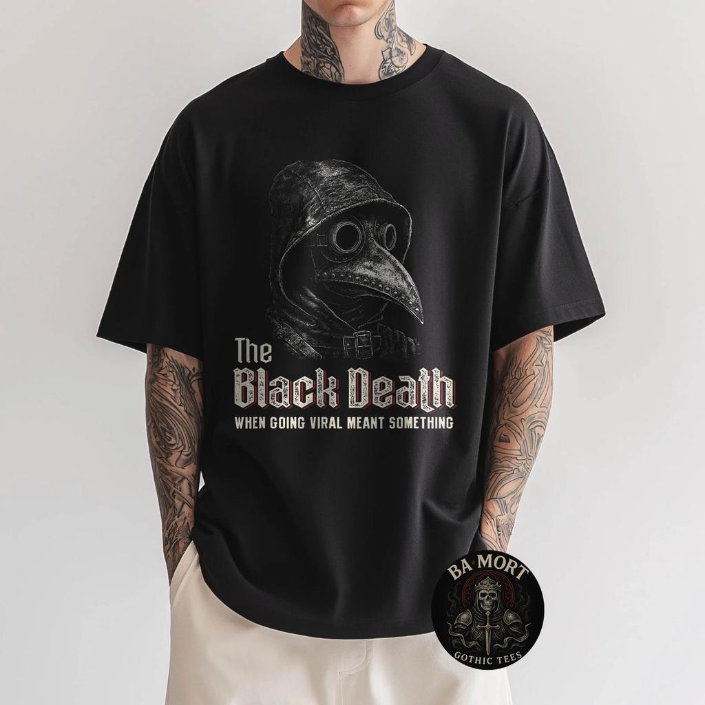 Plague Doctor Humor When Black Death Become Viral Gothic 100% Cotton T-shirt Mens Tees Top