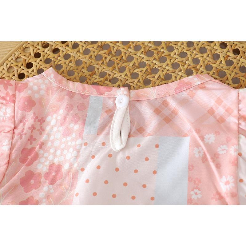 Korean Style Sweet Floral Puffy Princess Summer Dress For Little Girls