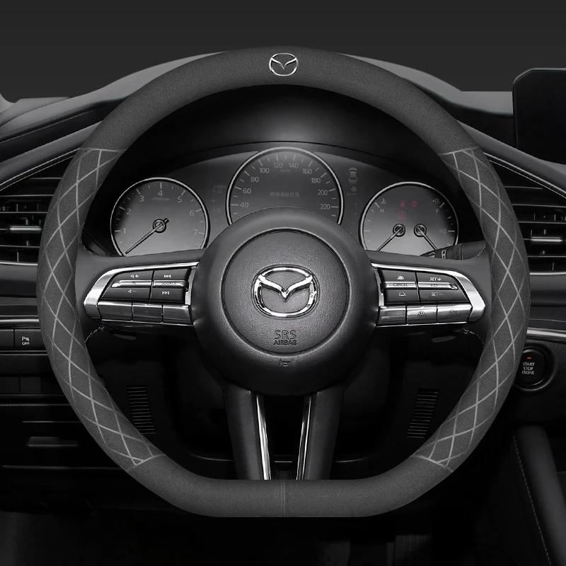 

2025 Hot 38CM Suede Leather Car Steering Wheel Cover Accessories For Mazda 2 6 3 CX5 CX80 CX70 CX90 MX30 CX60 CX50 CX30 BT50 e-T