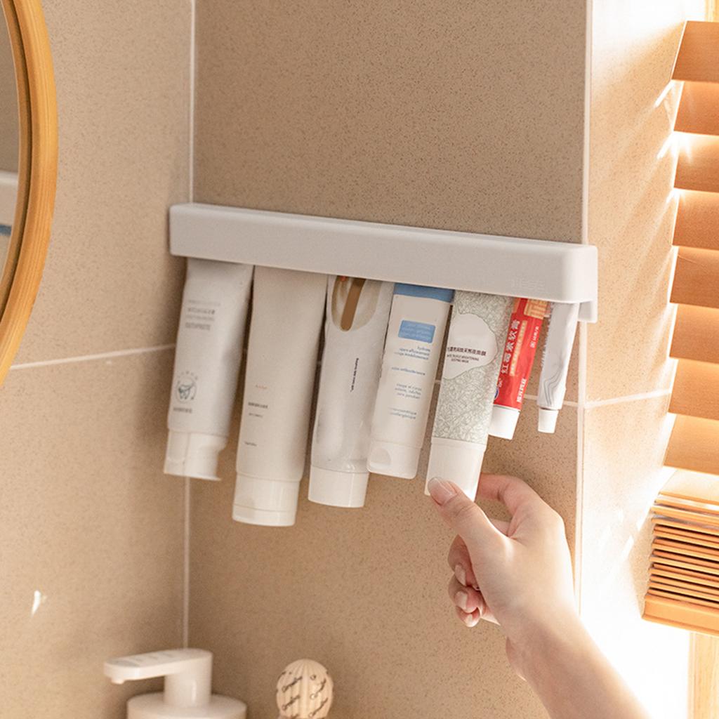 Wall Mounted Self Adhesive Toothpaste Holder Storage Rack Toothpaste Hook for Tidys and Clean Bathrooms