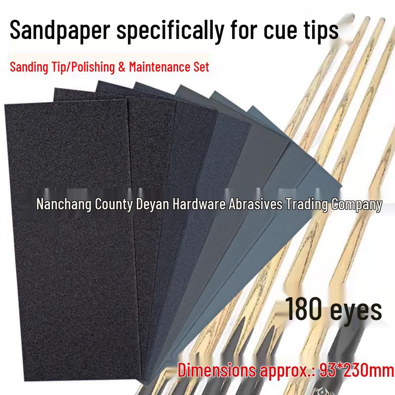 Billiard Cue Sandpaper: Tip Curve, Shaft Maintenance, Polishing, and Dirt Removal Tool.