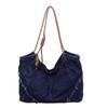 Denim Hobo Tas met Gevlochten Touw Handvat Stijlvolle Dames Schoudertas voor Casual Kleding en Stranduitjes
