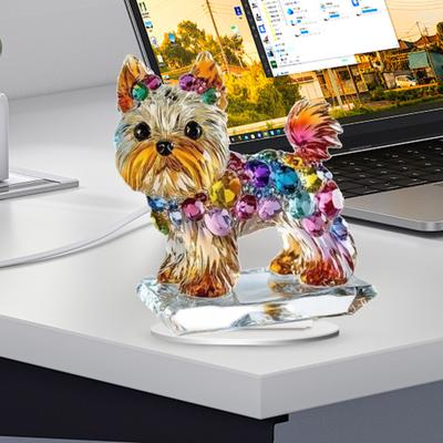 Yousheng Acrylic Dog Sign 2D Flat Puppy Decoration Desktop Dog Ornament with Base for Home Office Tabletop Cabinet Decor