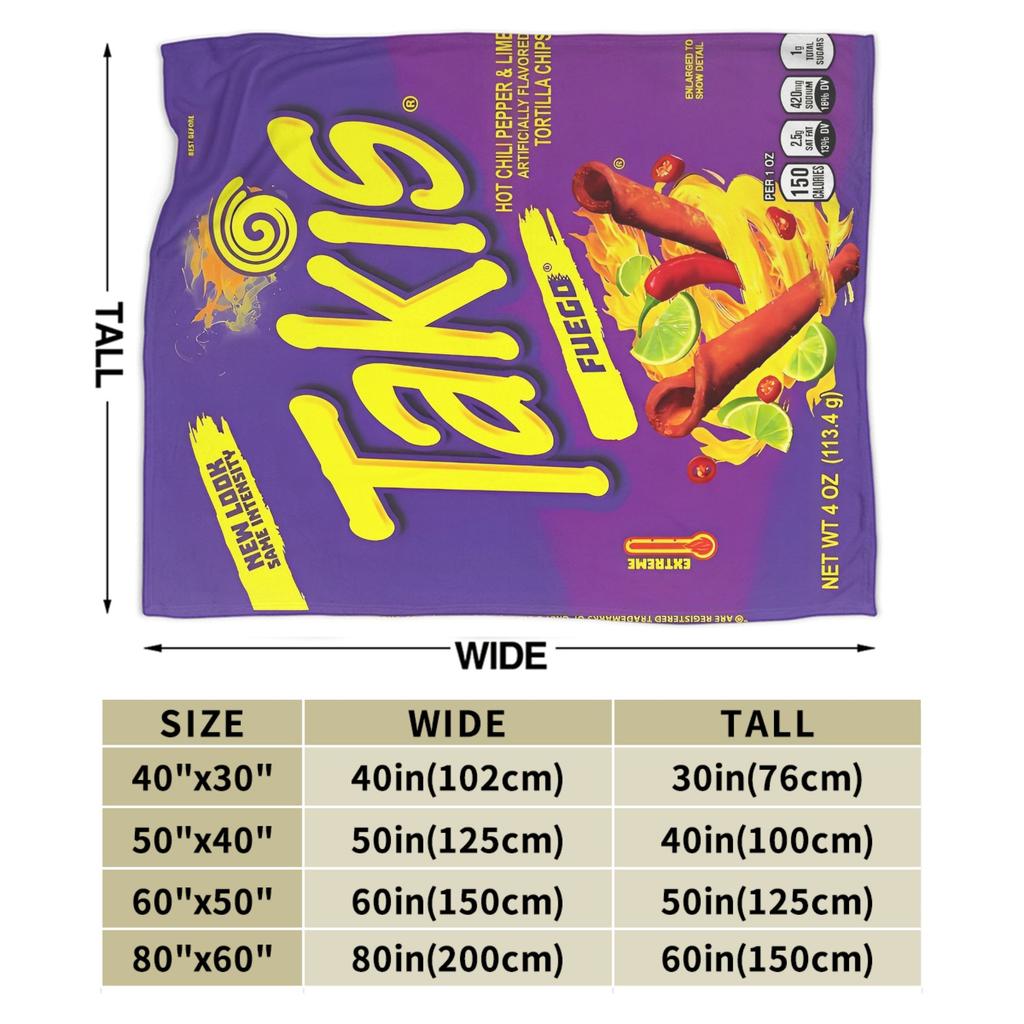 Κουβέρτα Takis Chili Chips Ζεστή Πρωτότυπη Βελούδινη Κλινοσκεπάσματα για Εξωτερική Διακοσμητική Φανελένια Κουβέρτα Κάλυμμα Κρεβατιού