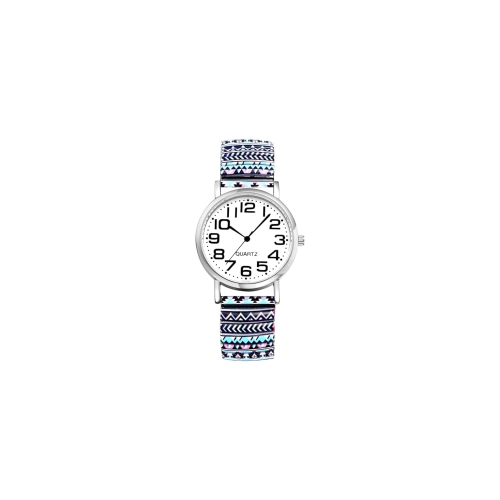 Bohemian Women s Quartz Watch with Elastic Band, Arabic Numerals, Waterproof, Colorful Ethnic Design