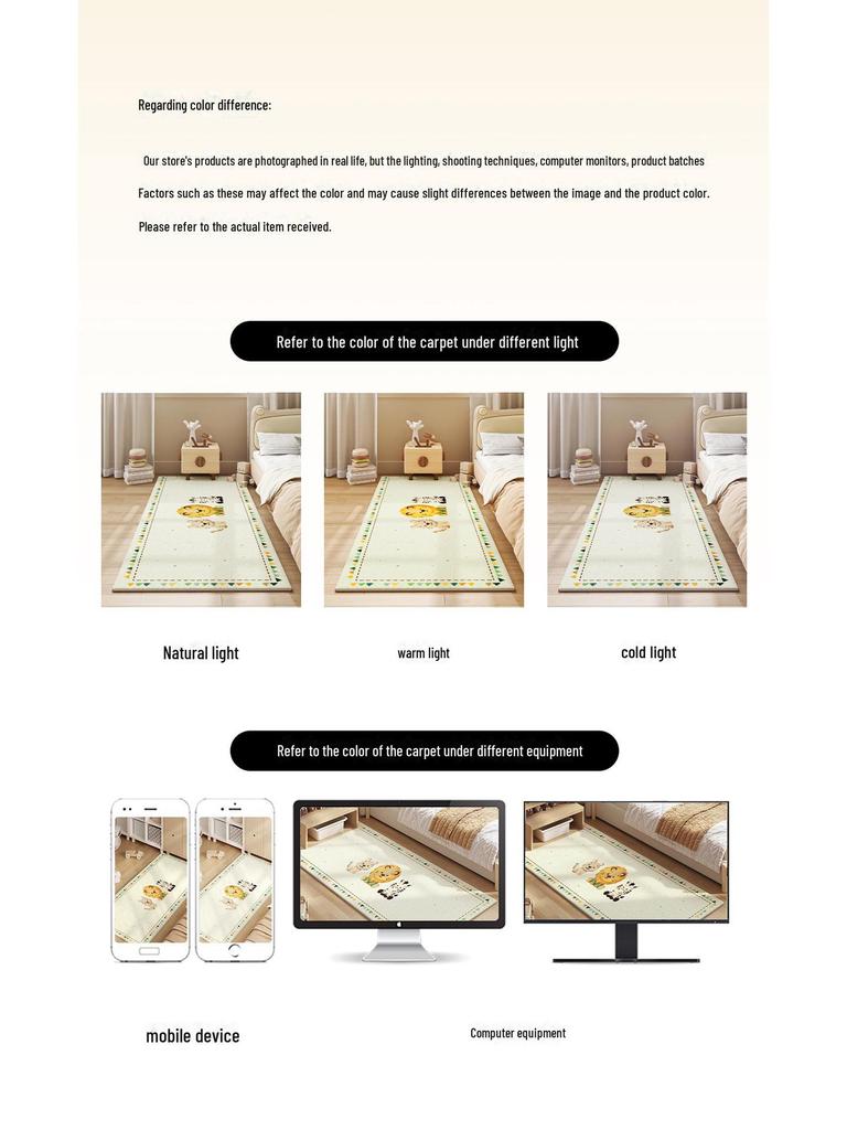 Cartoon-Themed Anti-Slip Bedside Carpet for Children's or Master Bedroom