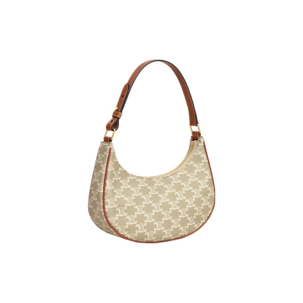 Celine Ava Monogram Print Zip Closure Leather Trim Handbag Women Handbags Beige 193952FLB-02GR