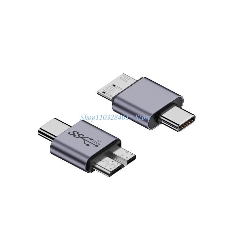 R6FF Aluminum Alloy Type C/USB to MicroB Converter 10Gbps Data Sync Cable for Phones External Hard Disk Drives