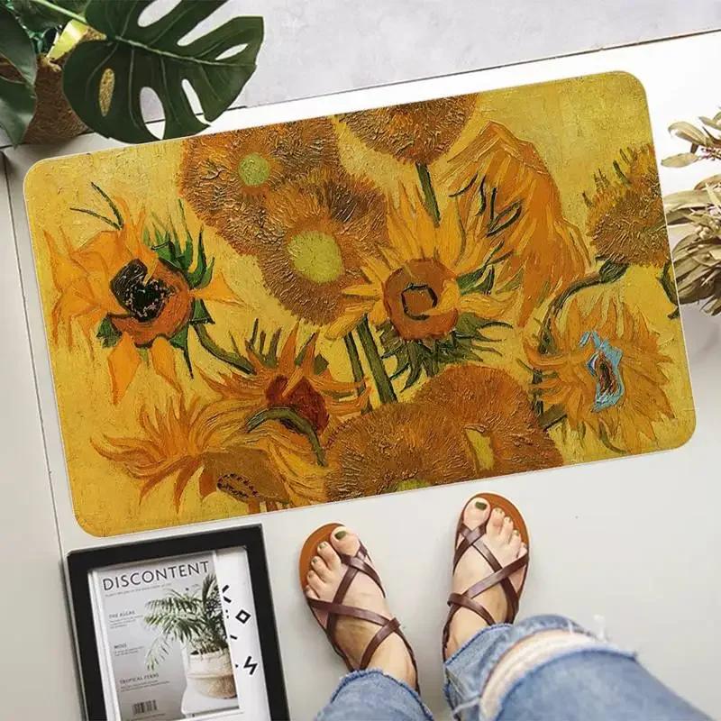 Van Gogh Oil Painting Art Doormat Washable Indoor Outdoor Home Decoration Carpet Non Slip Bedroom Mat Kitchen Balcony Floor Rug
