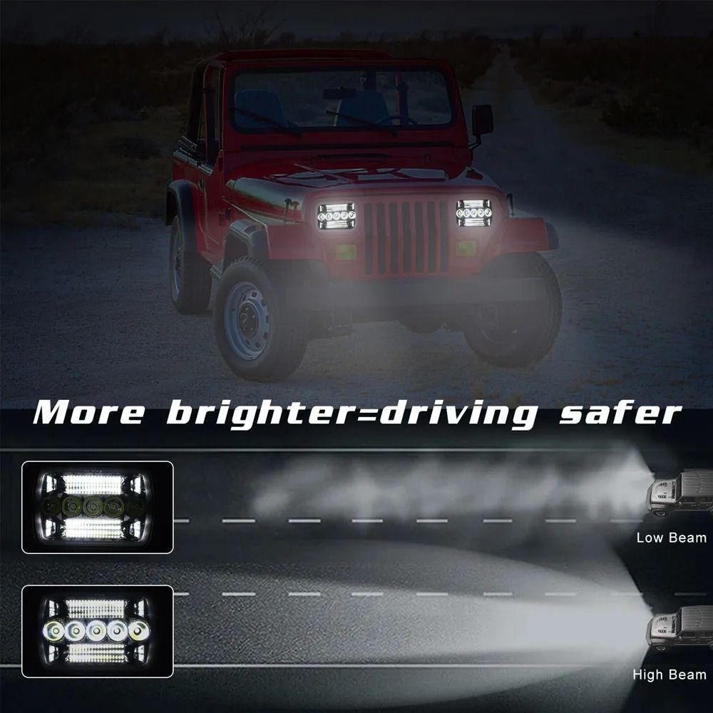 Amber DRL Automotive Headlamp Square Design Headlight Assembly Led Headlights  Automotive Lighting