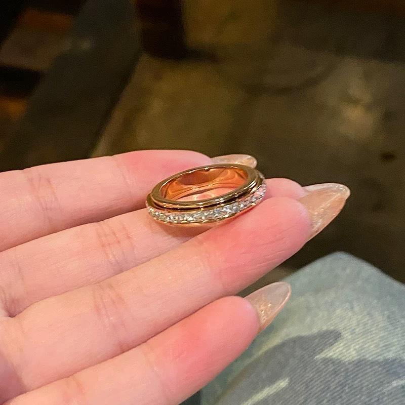 Star Cluster Ring Can Rotate Luxury Minimalist Sparkling Cool Style Full Diamond Titanium Steel Matching Ring Pair