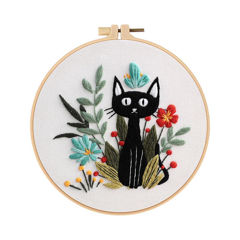 New Cat Embroidery Diy Handmade Material Kit Embroidery Kits