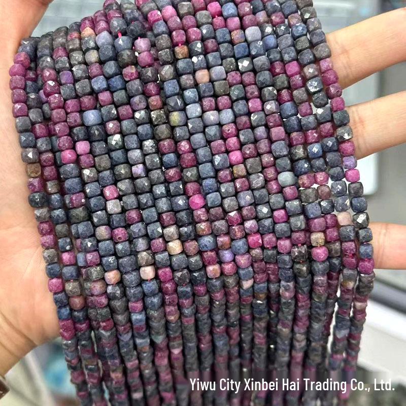 4x4mm Natural Stone Faceted Square Beads: Amethyst, Tourmaline, Garnet Jewelry Accessories