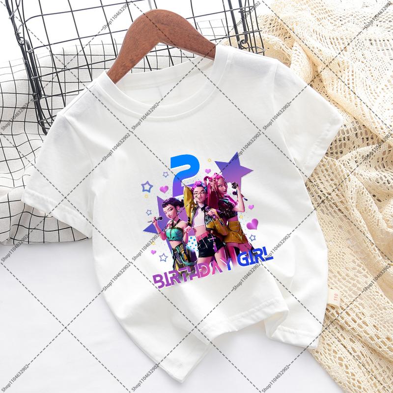 Kpop Demon Hunters Children T-shirts Birthday Party Tee Cotton Short Sleeves Anime Graphic Print T-shirt Boys Girls Fashion Tops