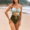 Women's Solid Color  Swimwear Sense Bikini With Chest Pad No Steel Bra Swimwear
