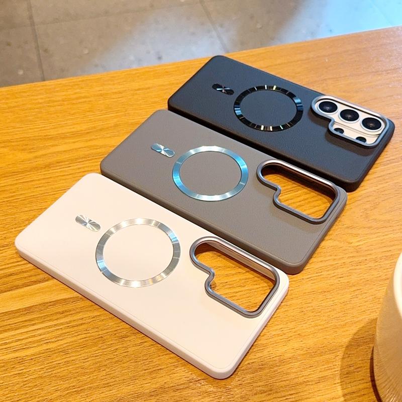 For Samsung Galaxy S26 Ultra S25 Edge Plus Case Magnetic Wireless Charger PC Hard Shell Shockproof Protective Leather Back Cover