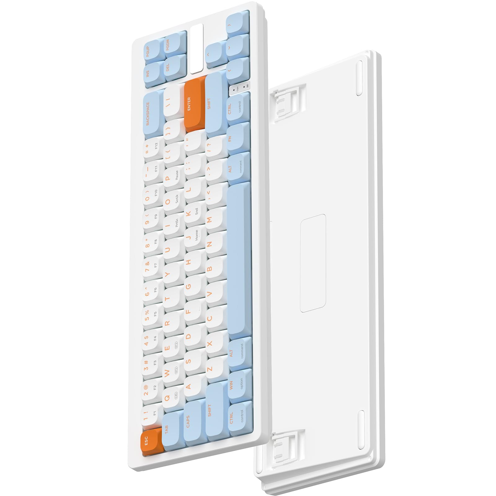 

AKL680 wireless mechanical Bluetooth wireless response gaming 68 AAA battery HUANO red axis key compatible compliance certification White key red