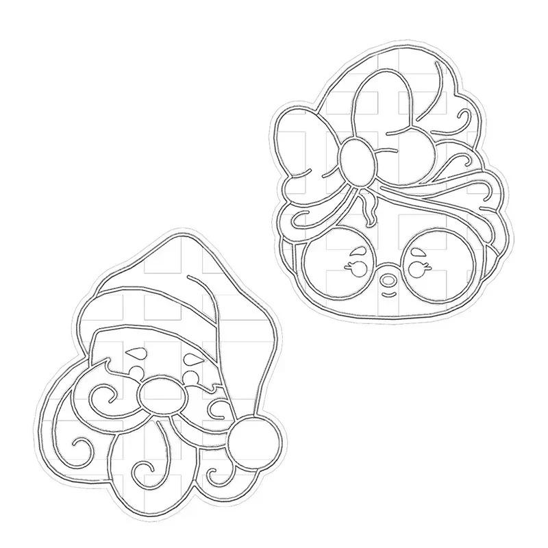 1Pc Christmas Cookie Cutter Santa Claus Shaped Christmas Themed Pressable Biscuit Mold Cookie Stamp Embosser Baking Pastry Tools