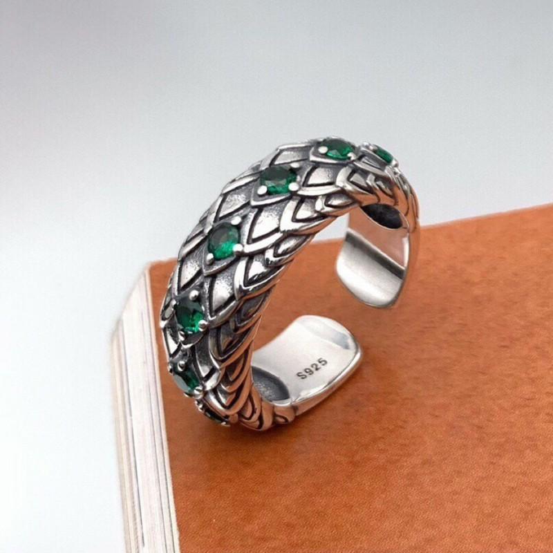 Adjustable Open Ring Men Women Plated Copper Geometric Dragon Scale Design Gothic Hip Hop Couple Fashion Jewelry Adjustable Open Band