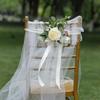 Artificial Floral Wedding Aisle Decorations Chiffon Ribbon Floral Arrangements Artificial Flower Chair Decorations Pew Flowers