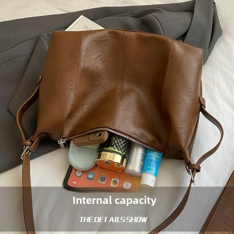 New Retro Soft Leather Crossbody Bag for Women Large Capacity Fashi Shoulder Bag Comfortable and Versatile Texture Stroage Bag