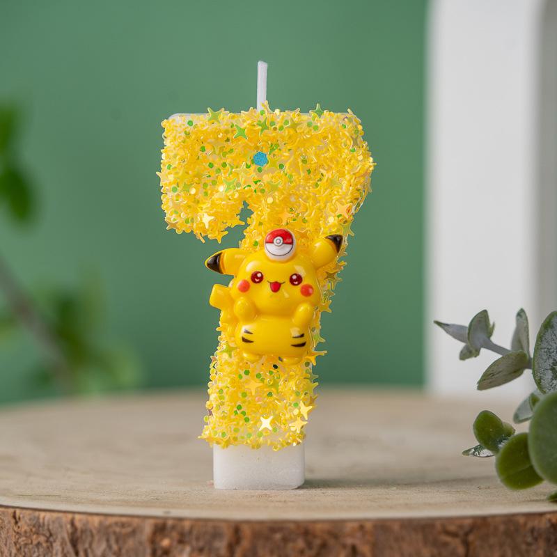 Creative Pokémon DIY Cake Decoration Digital Birthday Candles for First Birthday Celebration