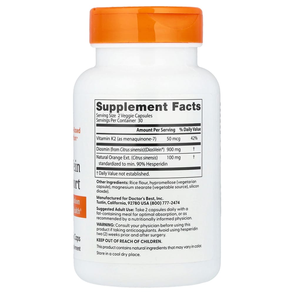 Doctor's Best DiosVein® & MenaQ7® Featuring Veggie Capsules, 60 Count