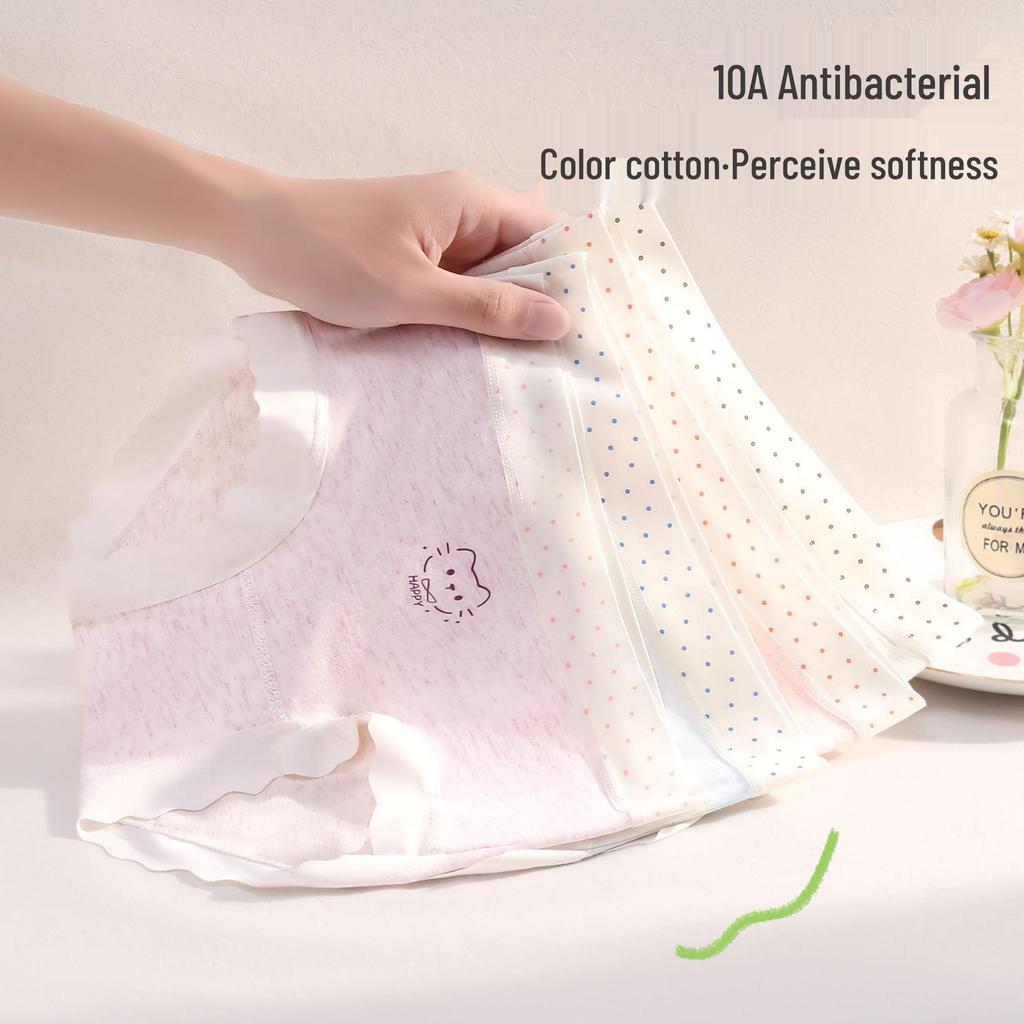 Girls' Pure Cotton Triangle Panties - Antibacterial Underwear for Preteens and Teen Girls