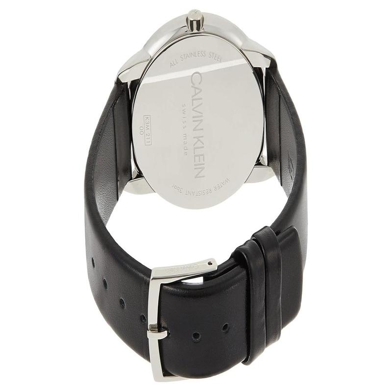 CALVIN KLEIN watch quartz movement leather strap 40mm silver dial men's watch 30m waterproof casual K3M211CY