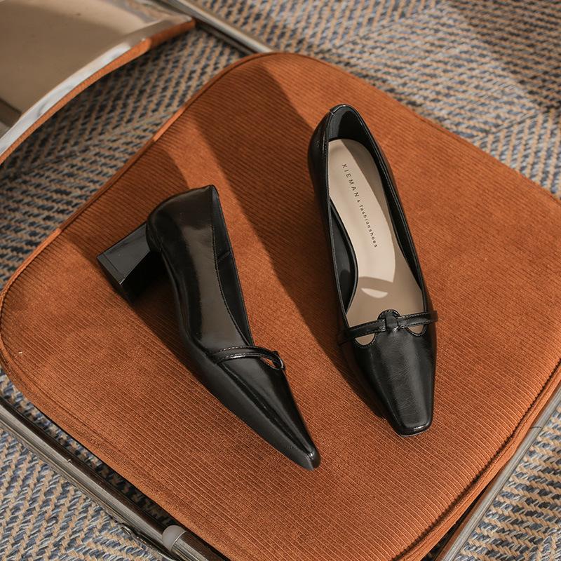 

Темперамент Юбка на грубом каблуке Универсальные туфли-лодочки на высоком каблуке Женские туфли-лодочки Новая мода и удобные Женские туфли-лодочки с квадратным носом 40 [Spot]