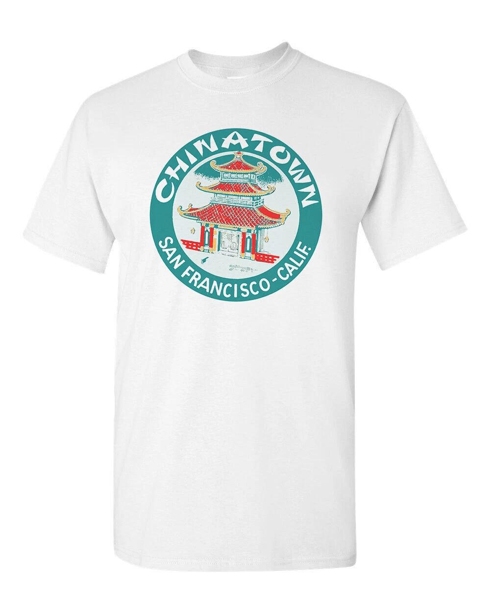 T Shirt Vtg Travel Art 100% Cotton Retro Tourist Chinatown San Francisco CA S