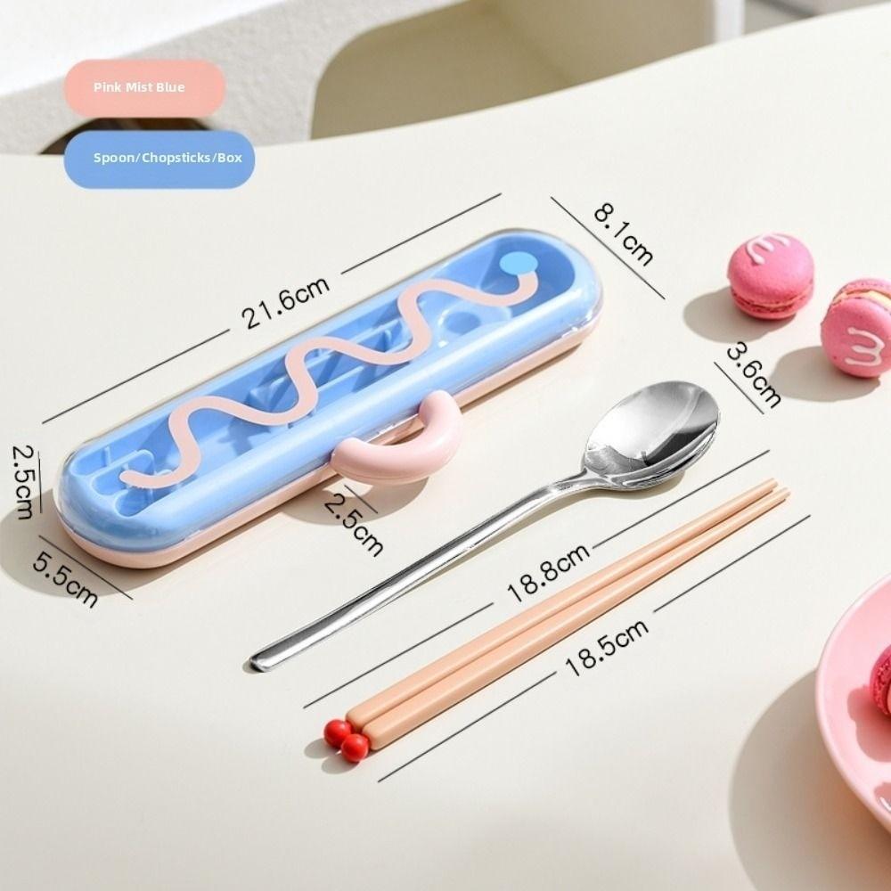 304 Stainless Steel Tableware Set 3-piece Set 2-piece Set Spoon Fork Set with Carrying Box Dopamine Cutlery Set Box