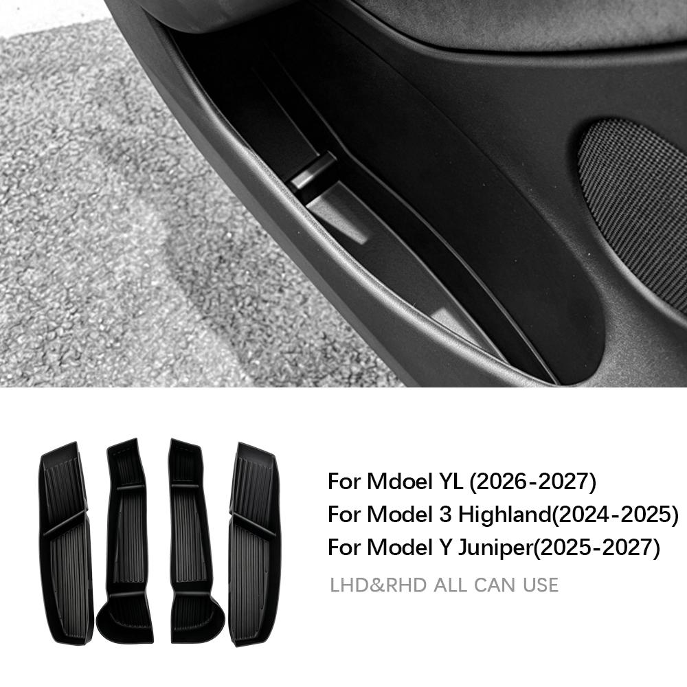 Premium TPE Door Slot Organizer for Tesla Model Y L Refresh 2026-2027 - 4-Pack Car Door Pocket Organizer Interior Accessories