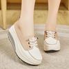 Women Platform Loafers Students Casual Leather Elevator Shoes Thick Sole Height Increase Sneakers