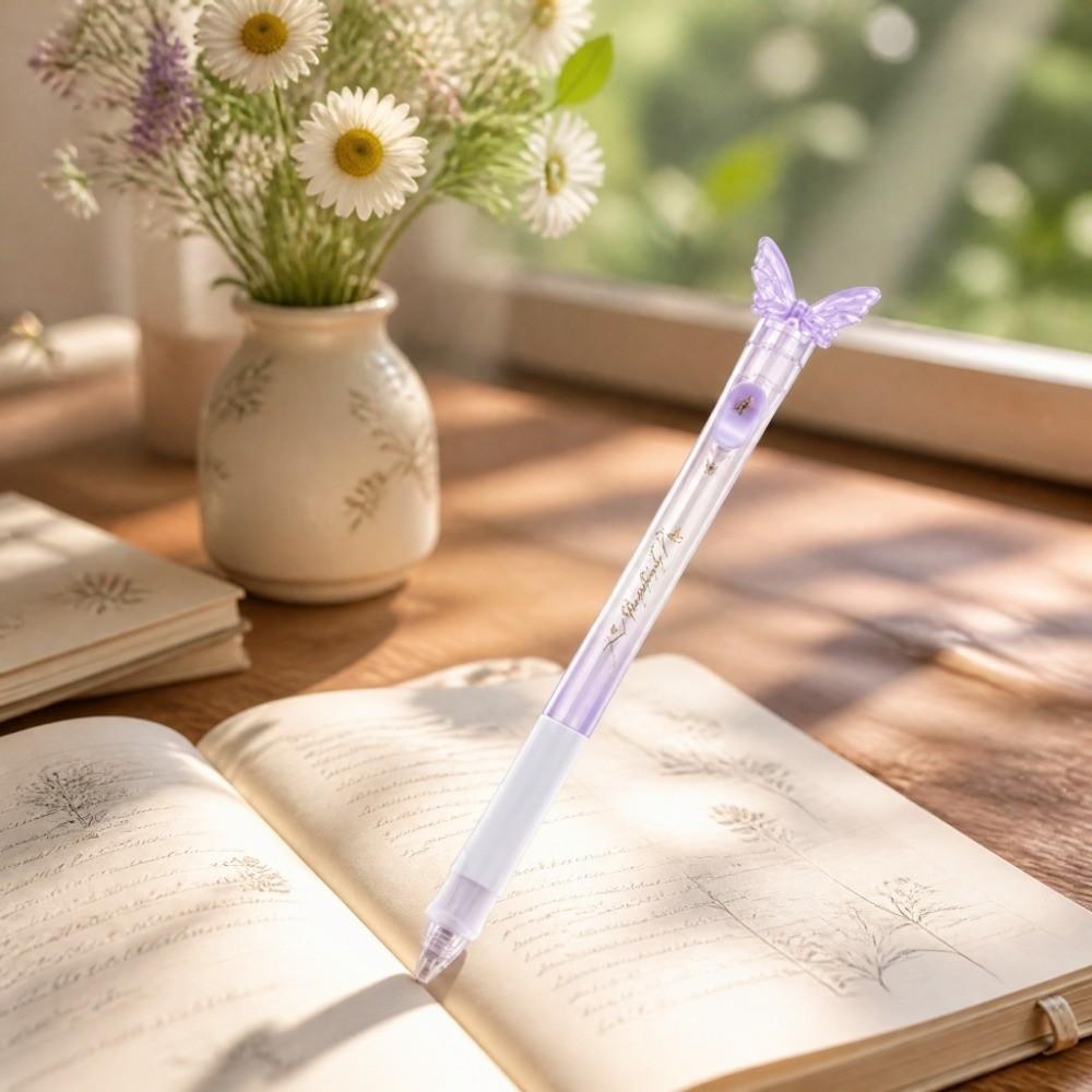 Retractable Gleaming Wings Butterfly Pen 0.5mm Gel Pens New Black Ink Pens  Student Writing