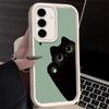 Phone Case for Samsung Galaxy A17 A16 A15 A14 A13 Black Cat Cartoon Cute A56 A36 A26 A55 A35 A25 A54 A34 A24 A53 A33 A23 A07 A06