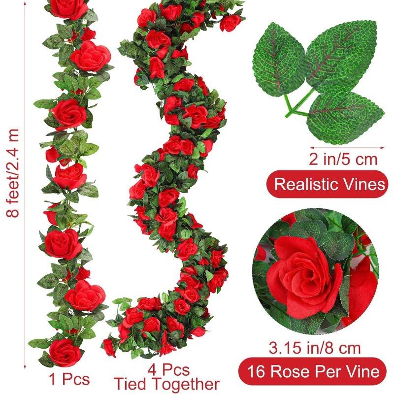 2Pcs 2.3M Rose Artificial Flowers Vine Fake Flower Head for Home Room Decor Garden Wall Wedding Decoration Outdoor Arch Ornament