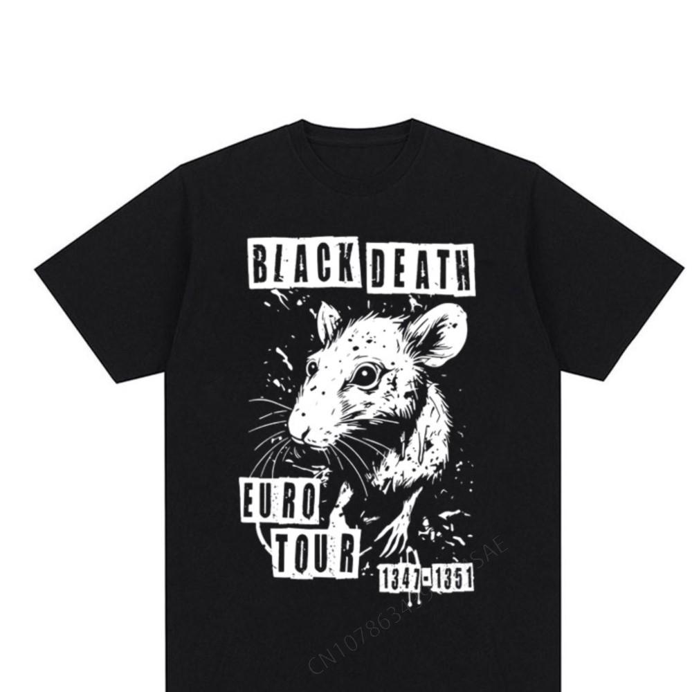 Funny Black Plague European Medieval Tour Rat Meme T-shirt Men's Women Vintage High Quality Ove