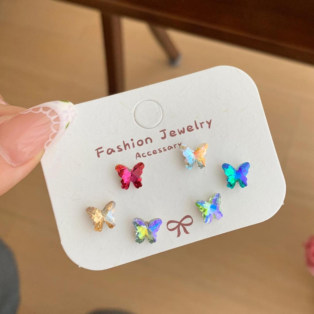 Spring Collection: Fresh Gradient Butterfly Earrings Set with Silver Needles