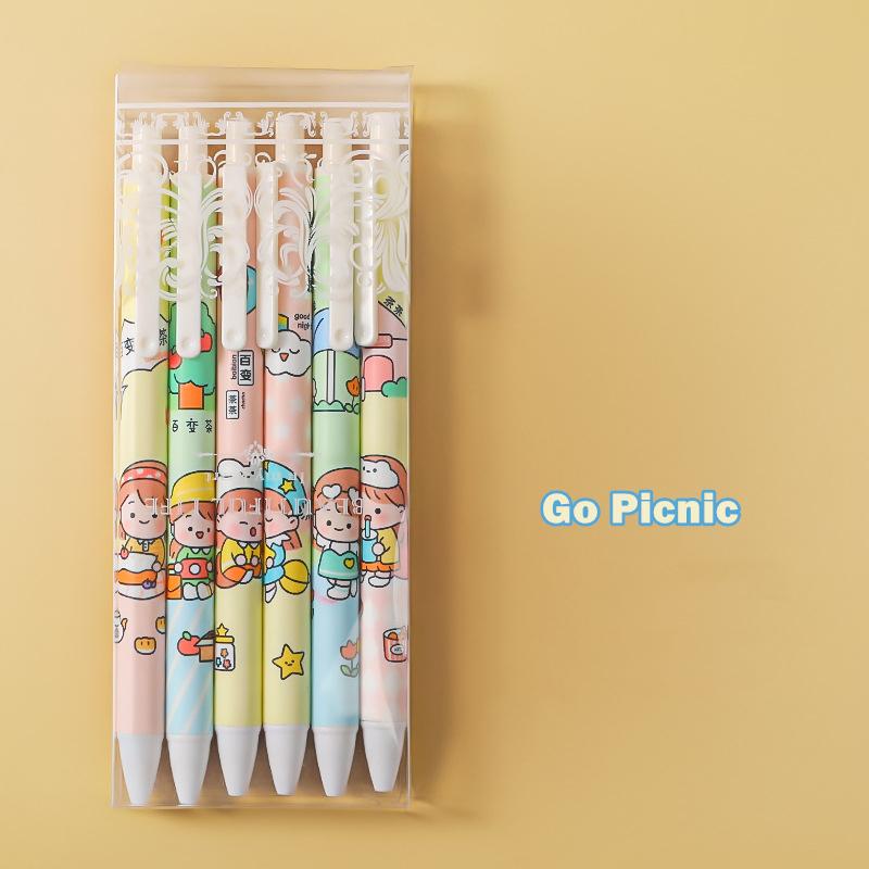 

6 шт., набор гелевых ручек с рисунком «Мультяшный медведь», шариковая ручка 0,5 мм, черные чернила для письма, офисные школьные принадлежности, награда