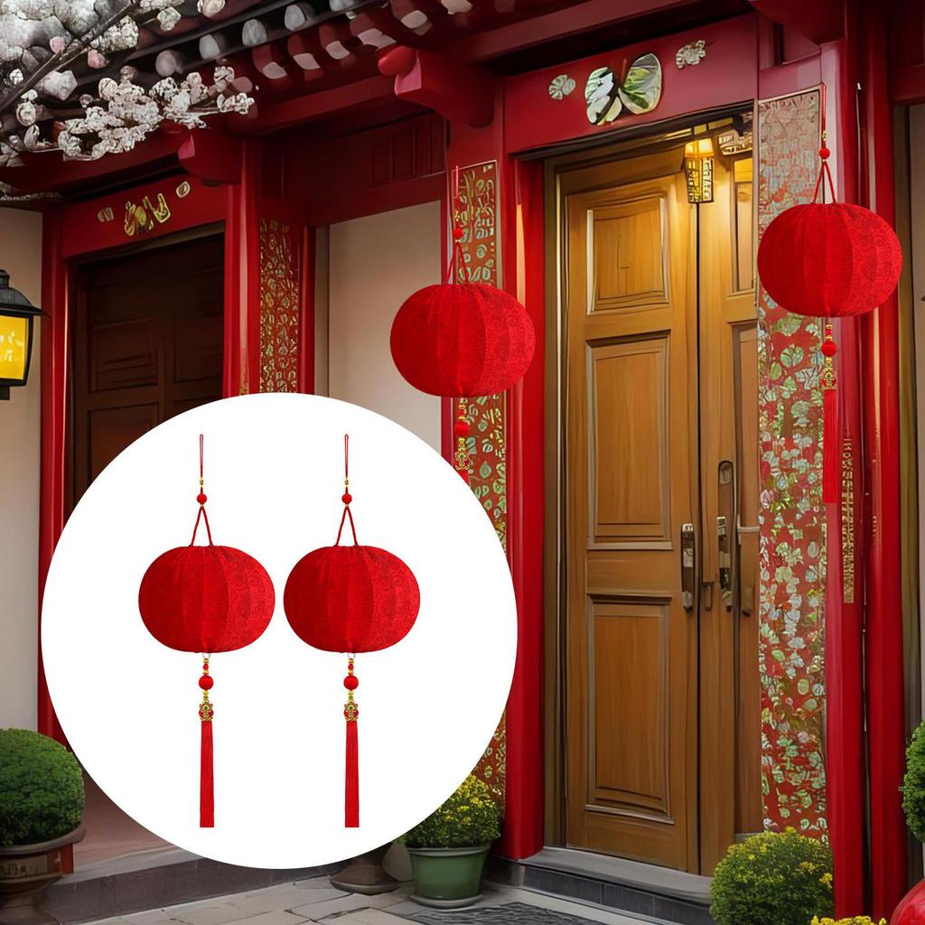 2 Stück Chinesisches Neujahr Laternen Dekorationen Hängende Ornamente Büro Partyzubehör Frühlingsfest