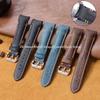 Genuine Leather Watch Bands High Quality Retro Oil Wax Calfskin Watch Strap 20mm 22mm Curved End Cowhide Bracelet Men Wristband