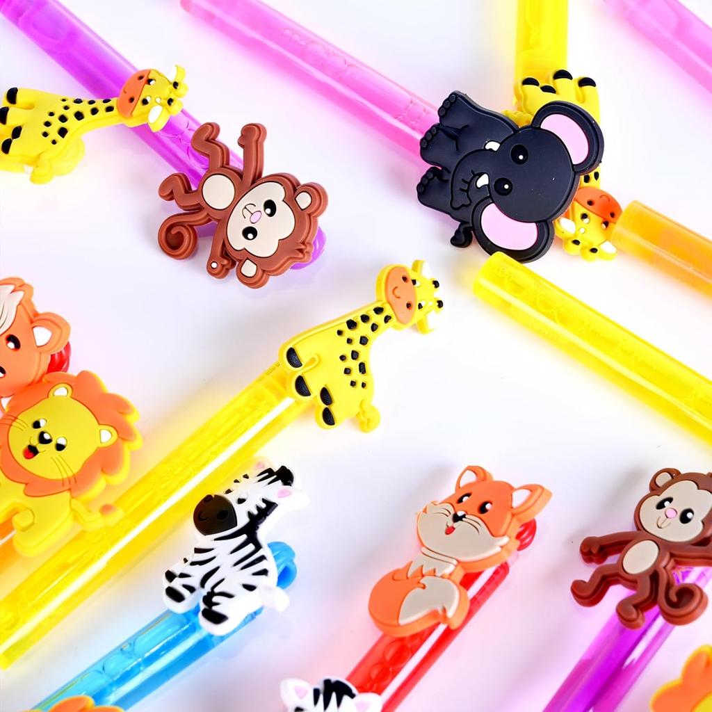 24PCS Animal Bubble Wands for Wild One Birthday Baby Shower Decorations Safari Jungle Theme Party Favors Supplies, Pinata Suffer, Goodie Bags Filler,