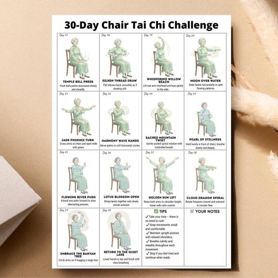2 ks Tai Chi cvičení na židli pro seniory a začátečníky 10x8 palců