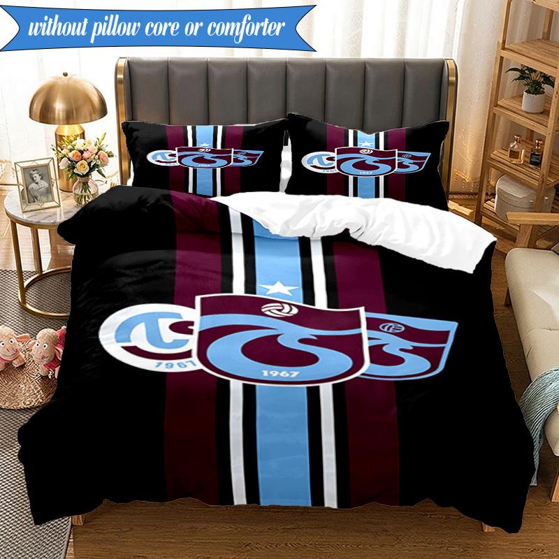 3PCS Trabzonspor Crest Emblem Bedding Set 2D Printing (Includes 1 Duvet Cover + 2 Pillowcases Coreless), Bedroom decor,Fan gift