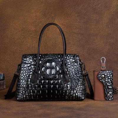 Cowhide Crocodile Handbag Texture Shoulder Bag Fashion Handmade Crossbody Bag Women's Bag