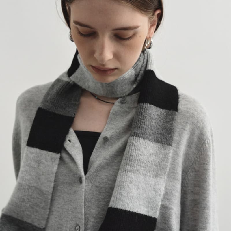 MONGDOL [3color] Striped Knit Muffler MDAC031