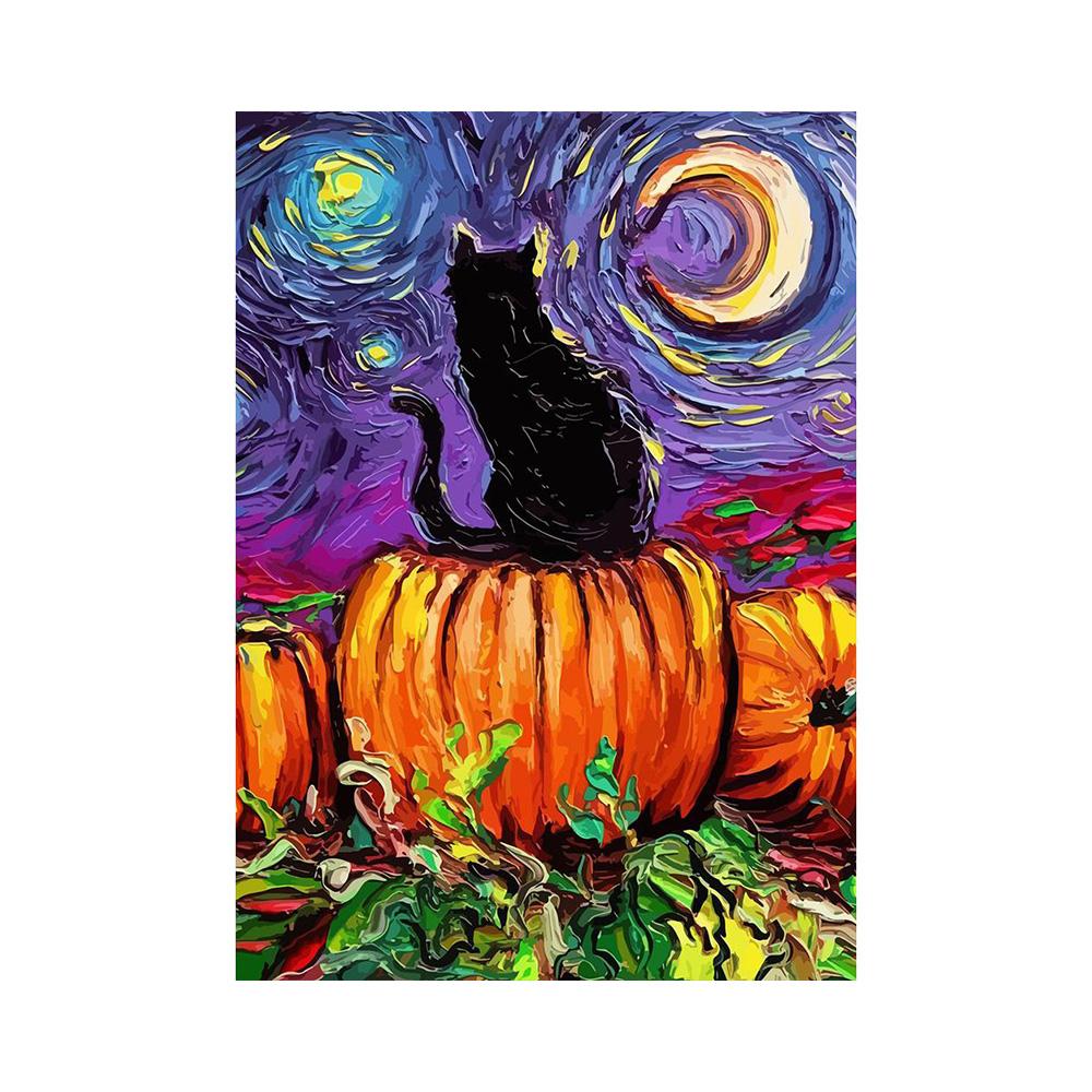 Poster Astratto Gatto Notte Stellata Van Gogh Stampa su Tela Pittura Animale Carino Arte da Parete Per Soggiorno Decorazione Casa Quadri