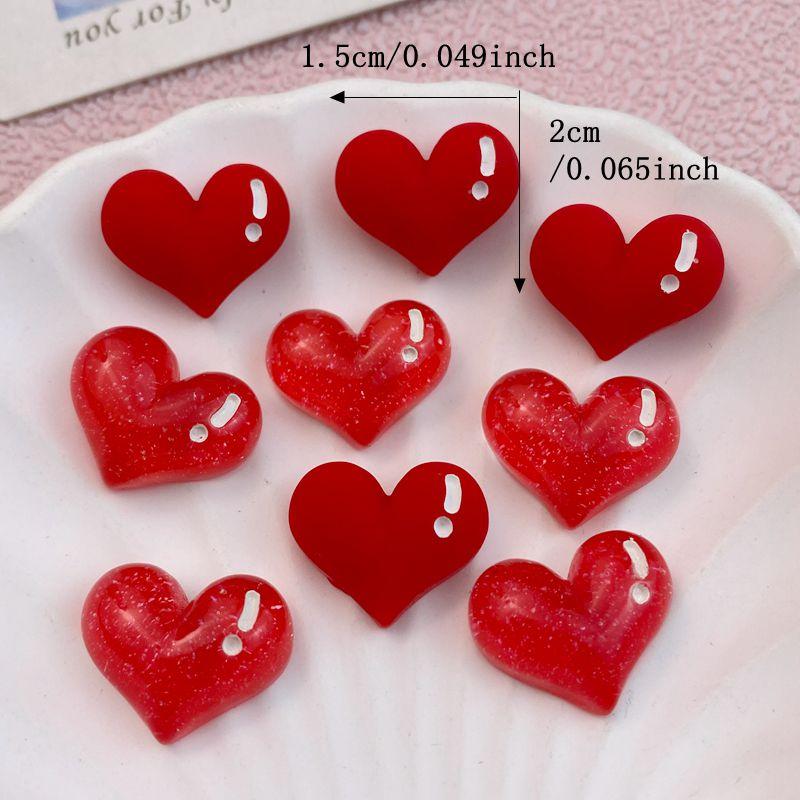 10 stuks Nieuwe Leuke Cartoon Valentijnsdag Rode Hart Serie Platte Achterkant Ornament Sieraden Strikken Accessoires