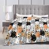 Cute Cat Kitten Cartoon Doodle Throw Blanket Ultra Soft Cozy Fleece Blankets Portable Lightweight Flannel Blanket for Bed Sofa